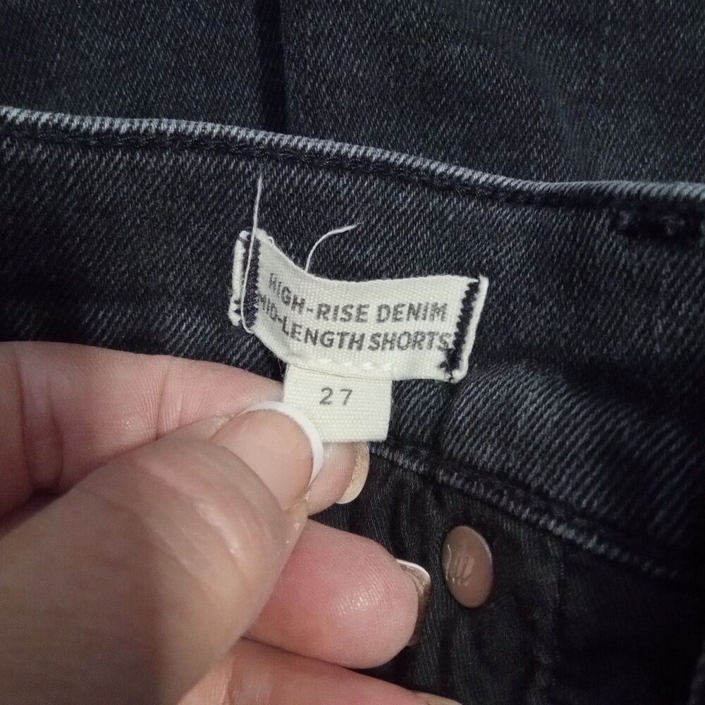 Madewell Black Washed Frayed Hem Jean Shorts - Picture 5 of 6